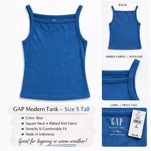 GAP Modern Tank Blue Ribbed Tank Top Size Small Tall NWT